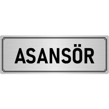 Özarslan Dizayn Metal Yönlendirme Levhası, Departman Kapı İsimliği Asansör 5X20 cm Gümüş Renk