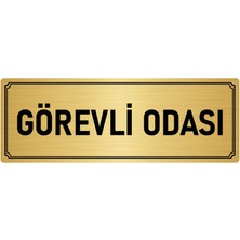 Özarslan Dizayn Metal Yönlendirme Levhası, Departman Kapı İsimliği Görevli Odası 5X20 cm Altın Renk
