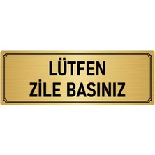 Özarslan Dizayn Metal Yönlendirme Levhası, Departman Kapı İsimliği Lütfen Zile Basınız 10X20 cm Altın Renk