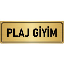 Özarslan Dizayn Metal Yönlendirme Levhası, Departman Kapı İsimliği Plaj Giyim 7X20 cm Altın Renk