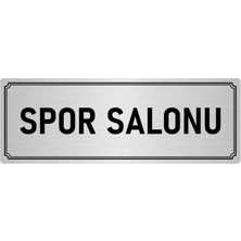 Özarslan Dizayn Metal Yönlendirme Levhası, Departman Kapı İsimliği Spor Salonu 10X20 cm Gümüş Renk