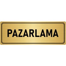 Özarslan Dizayn Metal Yönlendirme Levhası, Departman Kapı İsimliği Pazarlama 10X20 cm Altın Renk