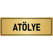 Özarslan Dizayn Metal Yönlendirme Levhası, Departman Kapı İsimliği Atölye 7X20 cm Altın Renk