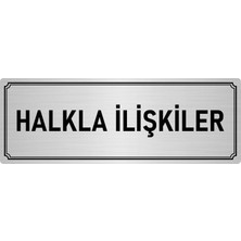 Özarslan Dizayn Metal Yönlendirme Levhası, Departman Kapı İsimliği Halkla Ilişkiler 10X20 cm Gümüş Renk