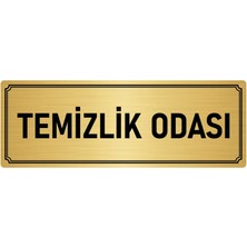 Özarslan Dizayn Metal Yönlendirme Levhası, Departman Kapı İsimliği Temizlik Odası 10X20 cm Altın Renk