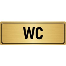 Özarslan Dizayn Metal Yönlendirme Levhası, Departman Kapı İsimliği Wc 5X20 cm Altın Renk