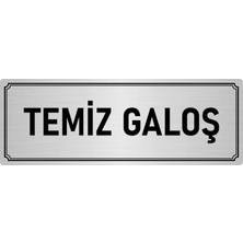 Özarslan Dizayn Metal Yönlendirme Levhası, Departman Kapı İsimliği Temiz Galoş 5X20 cm Gümüş Renk