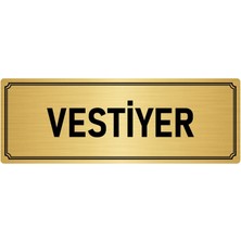 Özarslan Dizayn Metal Yönlendirme Levhası, Departman Kapı İsimliği Vestiyer 5X20 cm Altın Renk