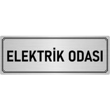 Özarslan Dizayn Metal Yönlendirme Levhası, Departman Kapı İsimliği Elektrik Odası 10X20 cm Gümüş Renk
