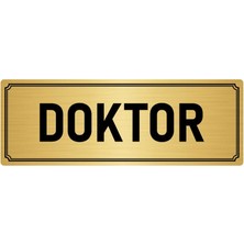 Özarslan Dizayn Metal Yönlendirme Levhası, Departman Kapı İsimliği Doktor 7X20 cm Altın Renk
