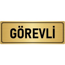 Özarslan Dizayn Metal Yönlendirme Levhası, Departman Kapı İsimliği Görevli 10X20 cm Altın Renk