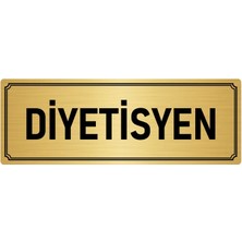 Özarslan Dizayn Metal Yönlendirme Levhası, Departman Kapı İsimliği Diyetisyen 10X20 cm Altın Renk