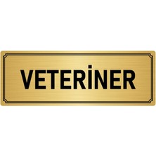 Özarslan Dizayn Metal Yönlendirme Levhası, Departman Kapı İsimliği Veteriner 10X20 cm Altın Renk