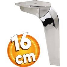 Badem10 Repla Lüks Mobilya Kanepe Sehpa Tv Ünitesi Koltuk Ayağı 16 cm Parlak Krom Baza Ayakları