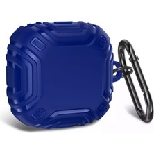 Smcase Samsung Galaxy Buds Live Kılıf Sert Silikon Çizgi Desenli SF19 Lacivert