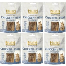 Nutri Feline %95 Tavuk ve Balık Etli Snack 50 gr Kedi Ödül Maması 6 Adet