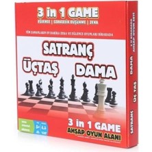 Hed 3 In 1 Game Satranç - Dama - Üçtaş Kutu Oyunları