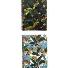 Fly Color A4 P.p Kapak 80 Yaprak Çizgili Flowers Desenli Spiralli Defter 2 Adet