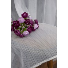 Evdepo Home Taç Mat Çizgili Ekru 1/2,5 Normal Pile Tül Perde Tek Kanat - Ekru 100 x 250 cm