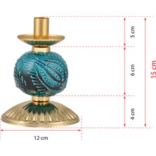Dede Tekli Borulu Yeşil Çinili Mumluk Gold Dekoratif Obje