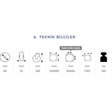 Badem10 Kama Sabit Tablalı 100 x 32 mm Teker Poliamid Beyaz Burçlu Ağır Yük Tekeri