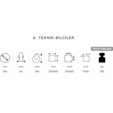 Badem10 Kama Sabit Tablalı 150 x 40 mm Teker Poliamid Beyaz Burçlu Ağır Yük Tekeri