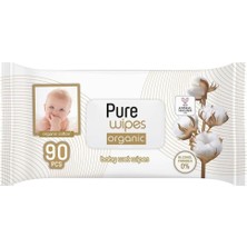 Pure Pamuklu Organic Islak Mendil 90' 'lı 10 Paket 900 Yaprak Pure-Mndl-90