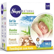 Sleepy Islak Havlu Yeni Doğan Naturel Bambu 6'lı Set 240 Yaprak