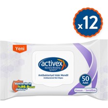 Activex Antibakteriyel Islak Mendil Hassas 50  AdetX12 Paket 600 Yaprak Activex