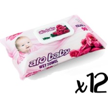 Alo Baby Alobaby Alo Baby Islak Havlu 90 'lı Gül 12 Paket