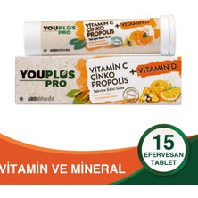 Youplus Pro Vitamin C, D, Çinko & Propolis 15 Efervesan Tablet