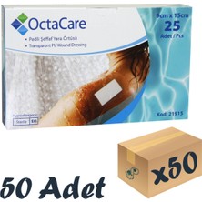 Octacare Şeffaf Pedli Su Geçirmez yaara Örtüsü 9cm X 15cm 50 Adet Tekli Steril Paket