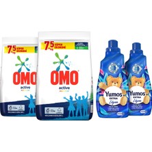 Omo Toz Deterjan 7.5 kg x 2 + Yumoş 'lilyum Konsantre Çamaşır Yumuşatıcı 1440 ml 60 Yıkama x 2