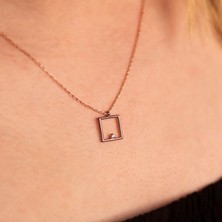 İndigo Takı Küçük Kare Çerçeve Rose Gümüş Kolye