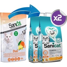 Sanicat Duo Vanilya ve Mandalin Kokulu Doğal Kedi Kumu 2X10LT