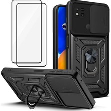 MTK Moveteck Xiaomi Redmi Poco C40 Uyumlu Kılıf Kamera Korumalı Sürgülü Armor Military Tank Zırh Kapak