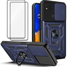 MTK Moveteck Xiaomi Redmi Poco C40 Uyumlu Kılıf Kamera Korumalı Sürgülü Armor Military Tank Zırh Kapak