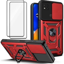 MTK Moveteck Xiaomi Redmi Poco C40 Uyumlu Kılıf Kamera Korumalı Sürgülü Armor Military Tank Zırh Kapak