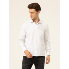 Süvari Klasik Yaka Armürlü Beyaz Erkek Gömlek GM2025000199