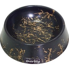 Marbly Köpek Mama Su Kabı Mermerimsi Siyah Gold