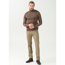 ALTINYILDIZ CLASSICS Erkek Vizon Comfort Fit Rahat Kesim Greensboro Armürlü Esnek Pantolon