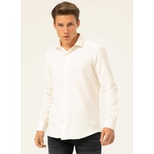 Süvari Klasik Yaka Armürlü Bej Erkek Gömlek GM2024700346