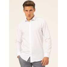 Süvari Klasik Yaka Düz Beyaz Erkek Gömlek GM1007100496
