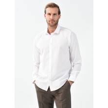 Süvari Klasik Yaka Düz Beyaz Erkek Gömlek GM1007100506