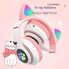 Yeni Kulaklık Jst-28 Kulak Kedi Kulak Bluetooth Kulaklık Katlanabilir Parlayan Kulaklık B39