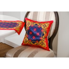 Finezza Belize Baskılı Saten Kumaş Kırmızıya Siyah Kırlent Kılıfı 45X45 Cm- 1443
