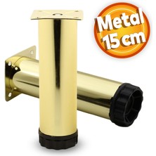 Badem10 Akça Ayarlanabilir Mobilya Kanepe Koltuk Baza Yükseltme Yükseltici Ayağı Metal Ayakları 15 Cm Gold