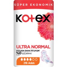 Kotex Süper Ekonomik Ultra Normal 216 Adet 24 x 9 Paket Yumuşak Pamuksu Doku ile Rahatlık Sağlar