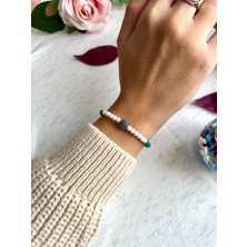 Padore Accessory Kadın - Zümrüt Yeşili ve Beyaz Renkli Zirkonyum Ball Detaylı Şık Tasarım Bileklik