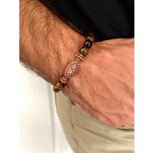 Padore Accessory Unisex - Elegant > Celtic Tarzı Ahşap + Kaplan Gözü Doğal Taşlı Padore Bileklik | Handmade